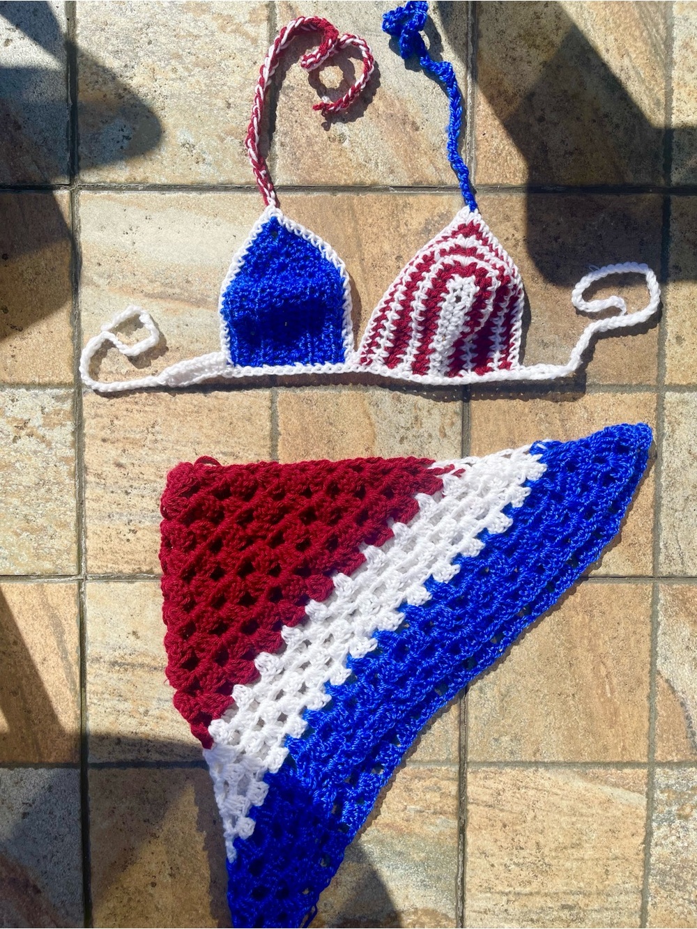 Handmade Fringe Shawl | Color Block Boho Wrap & Beach Cover-Up | OS